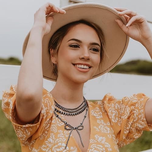 4pcs Western Navajo Pearl Stackble Necklace Jewelry For Women Beaded Chain Bow Pendant Boho Handmade Long Layered Country Concert Necklace Set thumbnail 5