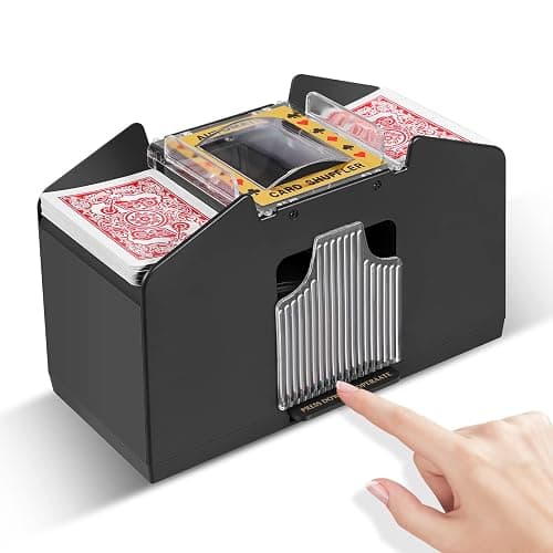 FEIERYA Automatic Card Shuffler 2/1/4/6 Deck,Battery-Operated Electric UNO Poker Shuffler,Playing Card Shuffler for Home Card Game,Travel - Image 1