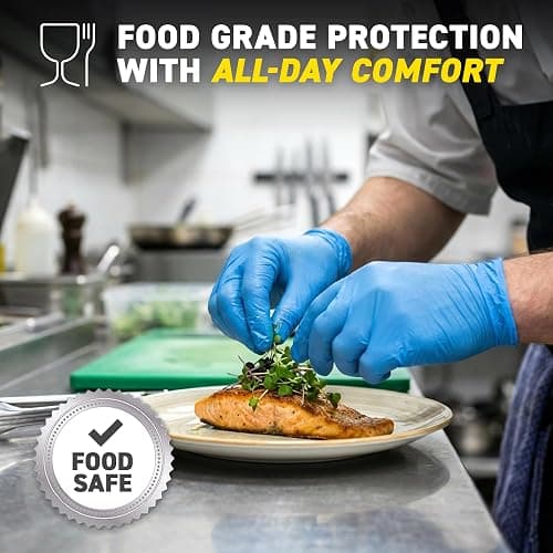 72HRS Blue Nitrile Gloves, Disposable Gloves-4mil, Rubber/Latex Free, Gants Jetables, Gants Nitrile for Food Prep & Cleaning thumbnail 3