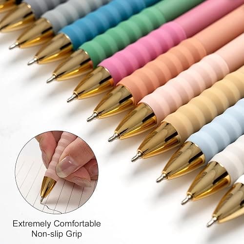 Aisibeiger Ballpoint Pens Black Ink Ball Point Pen with Super Soft Grip Medium Point 1.0mm Office Pens (Gold 12-count) thumbnail 5