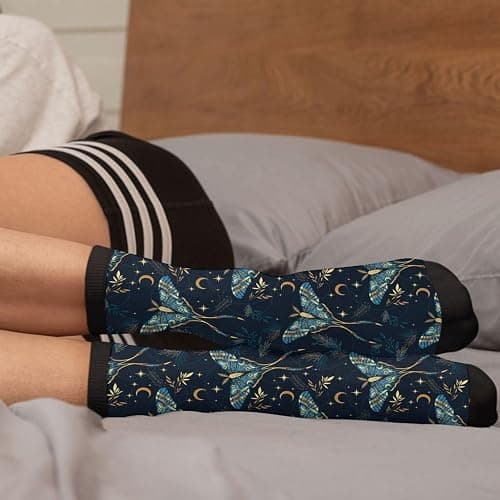 Aoojanu Watercolor Flower And Bird Patterns Novelty Crew Socks Casual Funny Crazy Dress Socks thumbnail 4