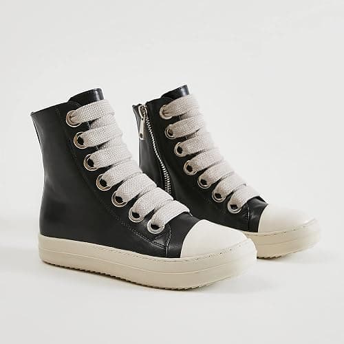 MOFEEDOUKA Womens High Top Sneakers Thick Shoe Laces PU Leather Comfort Platform Walking Shoes with Zipper thumbnail 5