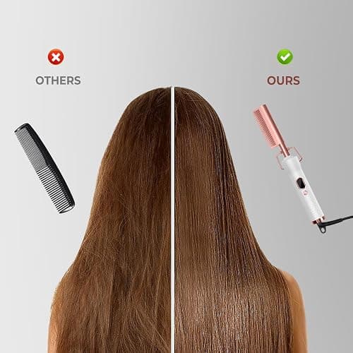 Hot Comb,Pressing Combs for Black Hair with 12 Temp Settings Heating Up to 450°F,Electric Hot Comb 110-240V Straightening Comb for Curling/Straightening thumbnail 6