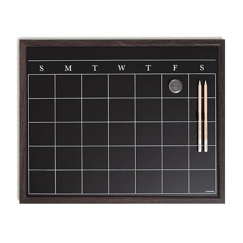 U Brands 16" x 20" Magnetic Monthly Calendar Chalkboard with Rustic Wood Frame, Blackboard Surface, Wall Mountable, Monthly Planner Board, Magnetic Calendar for Home, Office, Kitchen, Classroom - Image 1