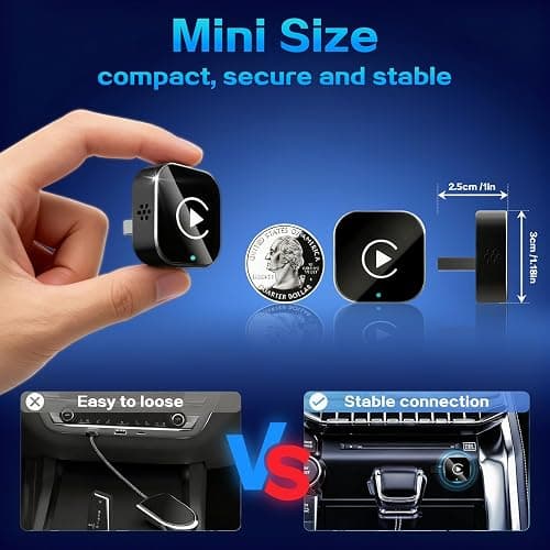 Mini Wireless CarPlay Adapter for iPhone,2 in 1 for Apple Carplay and Android Auto Adapter,Convert Wired to Wireless, Plug & Play, USB to USB-C/Type-C thumbnail 5