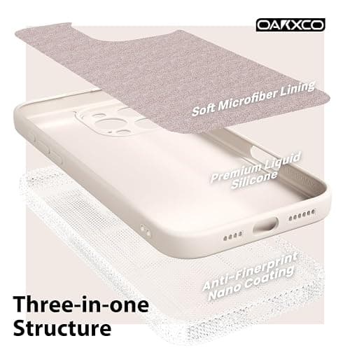 oakxco for iPhone 16 Pro Phone Case Liquid Silicone, Thin Slim Soft Rubber Gel TPU Plain Protective Simple Cover for Women Girl Cute, Matte Solid Color Aesthetic, Beige Stone Cream thumbnail 5