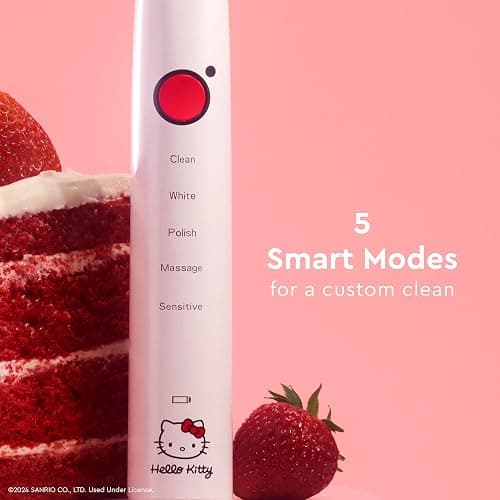 MOON x Hello Kitty Sonic Electric Toothbrush for Adults & Teens, 5 Smart Modes, Clean, White, Massage, Polish & Sensitive, Rechargeable, Travel Case, 2 Brush Heads, Industry-Leading 6 Week Charge thumbnail 3