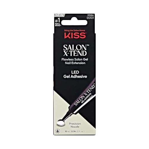 KISS Salon X-tend, Press-On Nails, Nail glue included, 'Gel Adhesive', Clear, Size, Shape, Includes 10Ml Led Gel Adhesive - Image 1