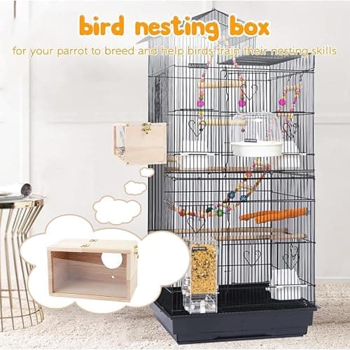 Parrot Breeding Box,Parrot Nesting House - Parrot Breeding Mating Box, Bird Nesting House, Parakeet Breeding Box for Cage, Budgies, Lovebirds, Cockatiel thumbnail 2