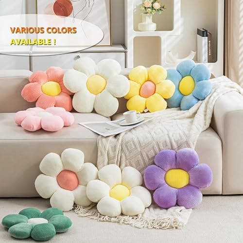 CANGHI Flower Pillow - 3 Pcs Flower Shaped Throw Pillow 15.7'' Cute Daisy Flower Pillow Flower Seating Cushions for Adults Kids Home Bedroom Sofa Chair Couch Decor (White/Lightpink/Pink, 15.74 in) thumbnail 3