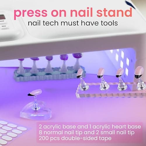 ESUOHYM Nail Stand For Press On Acrylic Strong Magnetic Nail Holder Kit For Painting Nails Tip Arts Display With 200PCS Double-Sided Tape And 1 Heart Shaped Acrylic Magnetic Presson Stands Nail Art Supplies thumbnail 6