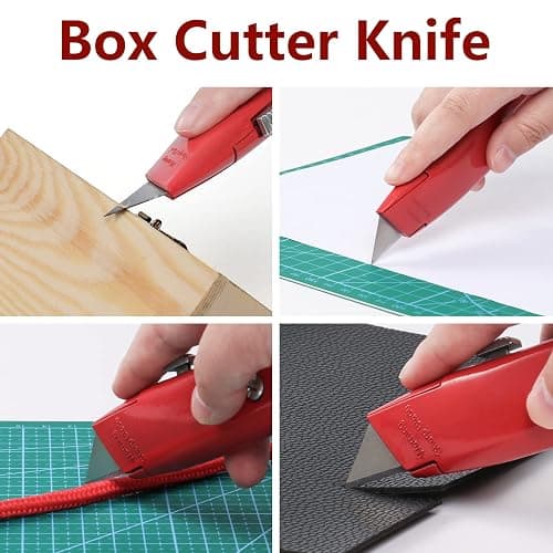 DIYSELF 2 Pack Utility Knife Box Cutter Retractable PVC Pipe Cutter | Heavy-Duty Box Cutters, Razor Blade Cardboard Knife for Cartons, Carpet, Paper, Box Knife for Home, Office and Warehouse Use thumbnail 3