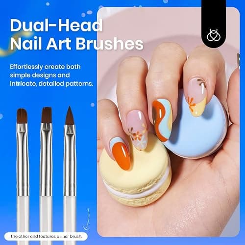 💜 31pcs Nail Art Brushes, Dotting Tools, Nail Art Pens, Dust Brush, Striping Liner Fingernail Drawing Pens with Palette Holder All in One for Starter Manicure Design Set thumbnail 5