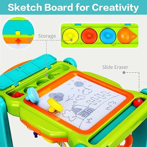 iPlay, iLearn 3 in 1 Baby Walker Sit to Stand Toys, Kids Activity Center, Toddlers Musical Fun Table, Lights and Sounds, Learning, Birthday Gift for 9, 12, 18 Months, 1, 2 Year Old, Infant, Boy, Girl thumbnail 6