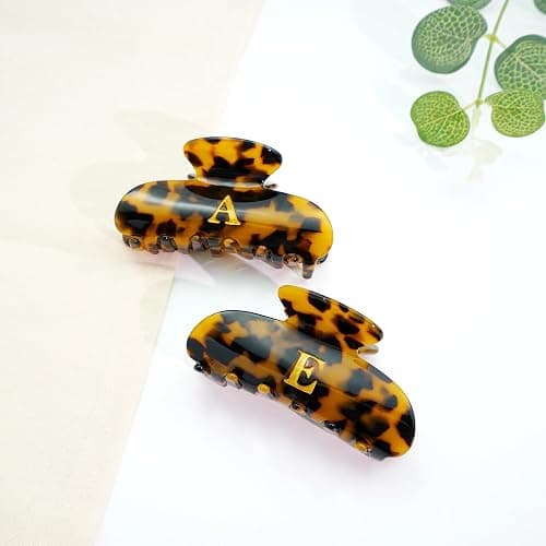 Fohufo Initial Cute Hair Clips - Tortoise Shell Letter Elegant Hair Claw Clips, Fashion Glitter Claw Clips Durable Hair Clips, Wedding Gift, Bridesmaid Gifts, Birthday Gifts, Christmas Gift, Letter J thumbnail 3