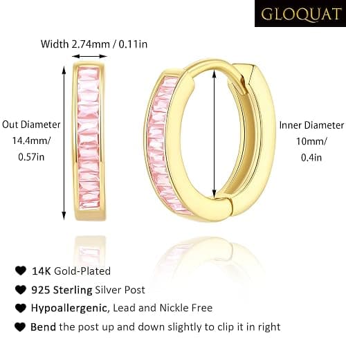 GLOQUAT 14K Gold Huggie Earrings for Women Silver Huggie Hoop Earrings Cubic Zirconia Huggie Earrings Stud Earrings Lightweight Dainty Hypoallergenic Earrings Jewelry Gifts thumbnail 6