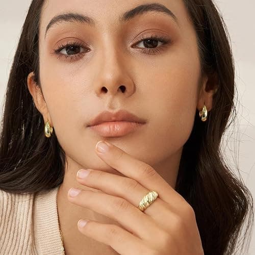 VIROMY Small Silver Hoop Earrings Set for Women, Sterling Silver Earrings Chunky Silver Hoop Earrings Tiny Lightweight CZ Earrings for Women Trendy Fashion Jewelry for Women thumbnail 4