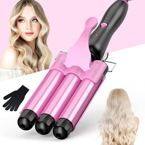 BESTOPE RAY Hair Curler 25mm, 3 Barrel Hair Waver with 30s Quick Heating, Curling Iron with 2 Temperature Control, Heat-Resistant Glove for Long Medium Short Hair - Image 1