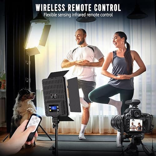 NiceVeedi 2-Pack Photography Lighting Kit, 36W Bi-Color Studio Lights 2700-6500K CRI 95+, Dimmable LED Video Light Kit with Remote Control & 72” Tripod Stand, Lighting for Video Recording/Photography thumbnail 2