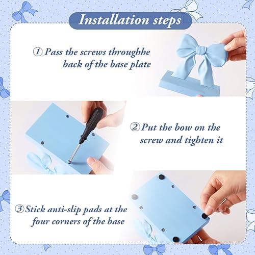 Chunful Blue Bow Napkin Holder Cute Kitchen Napkin Holder for Table Standing Paper Storage for Table Countertop Coquette Bow Gifts for Women Kitchen Dining Picnic thumbnail 4