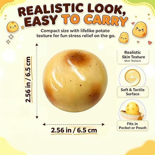 Crunchy Squishy, Potato Squishy ASMR Slow Rising Squishys Sensory Toys | Crunchy Potato Squishy,Stress Relief Fidget Toys, Portable Sensory Stress Relief for Office Desk, Party Gift for Adult thumbnail 5