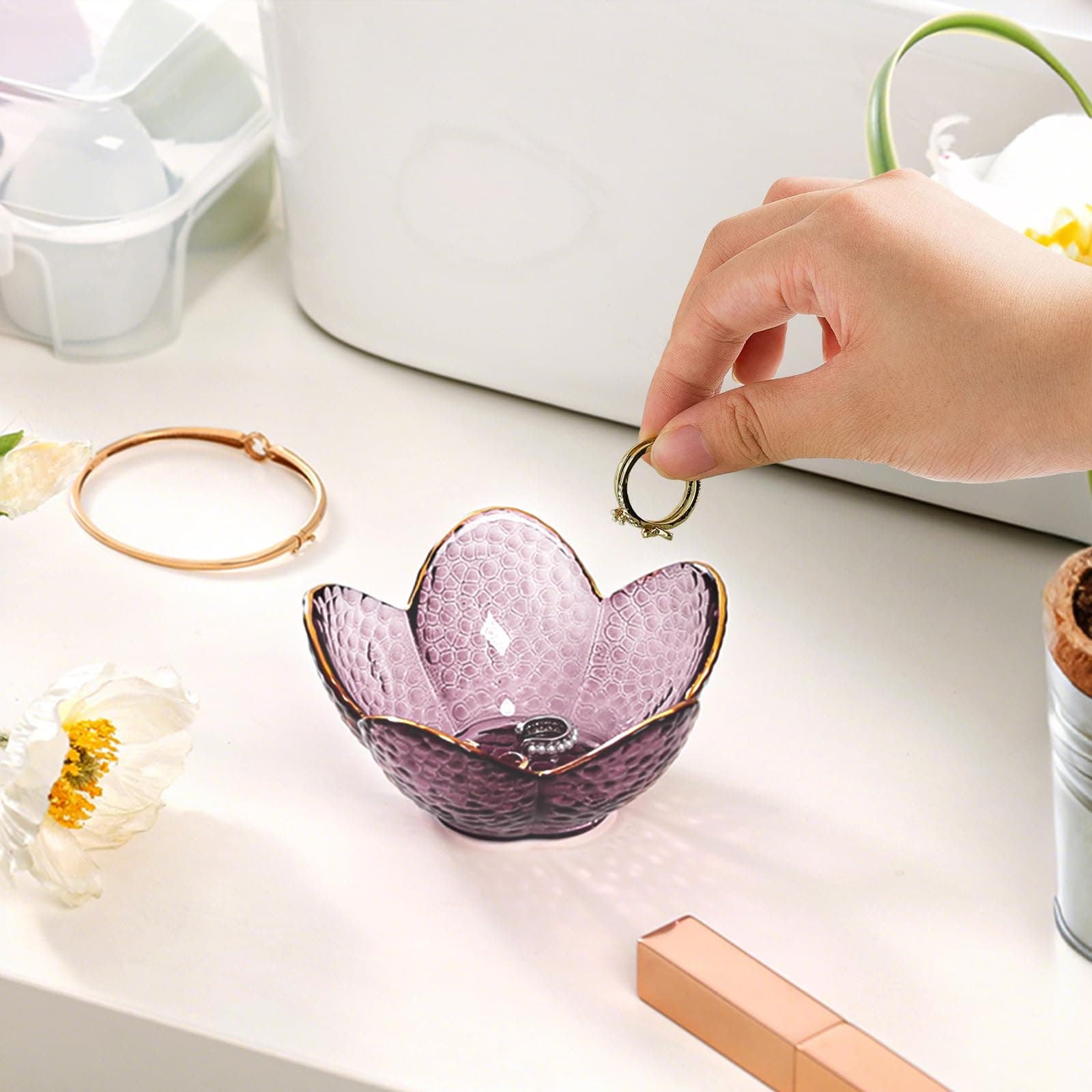 Jewelry Dish Tray Ring Dish Trinket Tray Gifts For Women Unique Birthday Gifts For Friends Sisters Daughter Mother Her Jewellery Tray Key Bowl Cute Small Friendship Christmas House Warming Gifts thumbnail 2