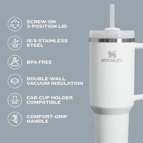 Stanley Quencher H2.0 Tumbler with Handle and Straw 14 oz | Flowstate 3-Position Lid | Cup Holder Compatible for Travel | Insulated Stainless Steel Cup | BPA-Free | Lilac - 14 Ounces - Lilac thumbnail 5