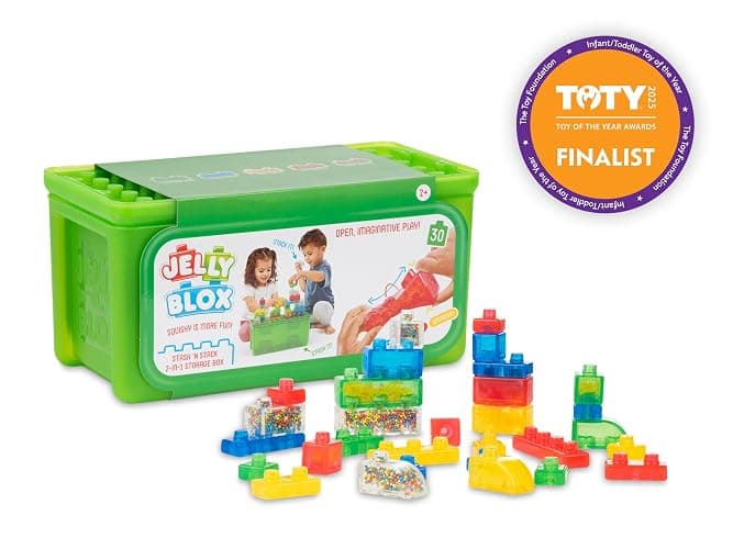 Jelly Blox Stash 'N Stack 2-in-1 Storage Case, 30 Blocks Toddler/Preschool | Building Blocks Kids Can Squeeze & Stretch | MESH ACCREDITED | Safety Tested & Ouch-Free | Sensory Play Toy Ages 2+ thumbnail 3