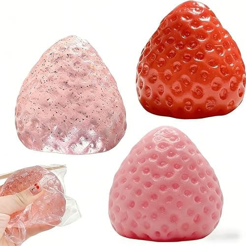 Gytera 3 Packs Big Strawberry Squishy Fidget Toys Adults, Ultra Soft Sticky Stress Relief Toys for Kids, Sensory Toys for Kids with Autism, Birthday Gift Kids Toys for Boys Girls thumbnail 3