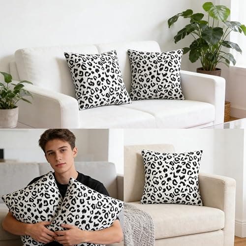 JynxtoyZeal Housses d'oreiller À Motif Léopard, 2pcs Housses de Coussin carrées décoratives Modernes, pour Canapé Maison Salon Chambre Décoration- 45x 45cm thumbnail 6