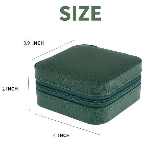 KElofoN Travel jewelry case Travel jewelry box Travel Jewelry Organizer Small box Gift for Girls Women with Mirror(Green) thumbnail 3