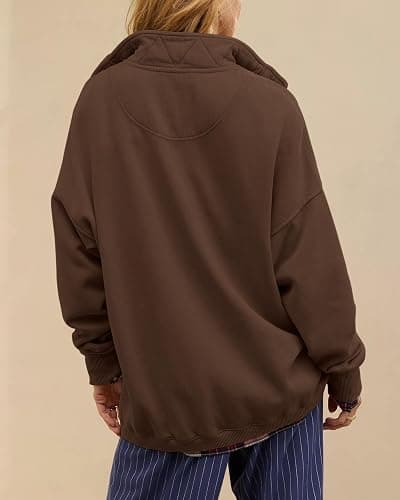 Gacaky Sweatshirt for Women Oversized Casual Long Sleeve Button Henley Neck Pullover Tops Fashion Outfits Clothes thumbnail 5