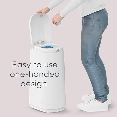 Diaper Genie Essence Diaper Pail with Easy Roll Refill (18 Bags) | One-handed diaper disposal includes an Easy Roll Refill with 18 tear-off bags holding up to 846 newborn diapers. thumbnail 5
