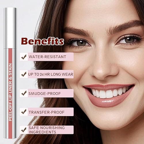 QCMME Lip Liner Stain Peel Off with Tweezer, Long Lasting Matte Lip Tattoo, Highly Pigmented Color Lip Makeup, Waterproof, Transfer-proof Lipstain for Women, Nude Pink - NUDE PINK - 0.12 Fl Oz (Pack of 1) thumbnail 3