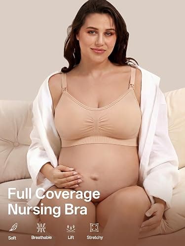 Angelhood Nursing Bra 5 Pack Womens Maternity Breastfeeding Seamless Wireless Sleep Bra with Extenders thumbnail 5