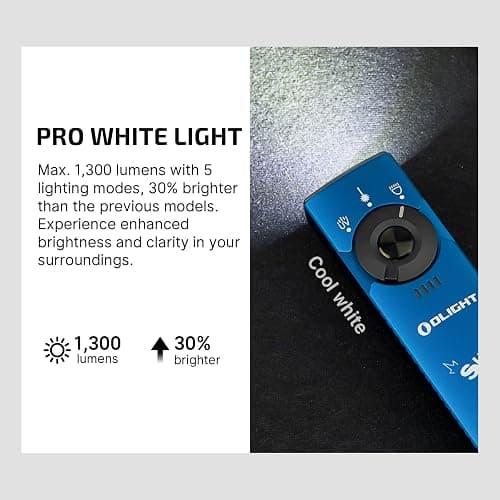 OLIGHT Arkfeld Pro Rechargeable EDC Flat Flashlight with Green Beam, UV and White LED Combo, 1300 Lumens Portable Pocket Lights, Triple Sources for Outdoors Emergency Working (Paw Edition) thumbnail 6