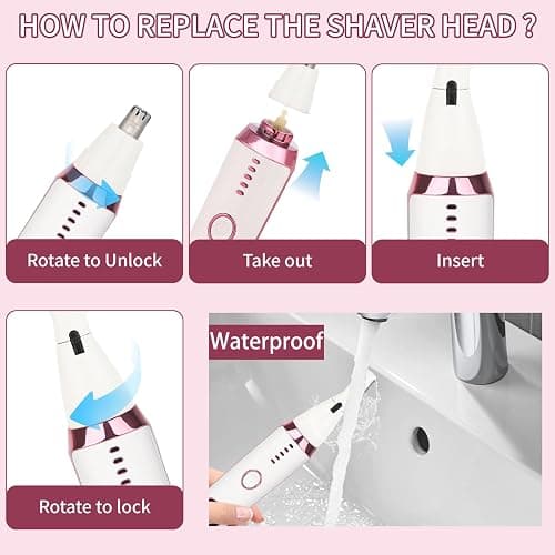 Mendaping Nose and Ear Hair Trimmer for Women Men,2 in 1 LED Display Eyebrow Hair Trimmer with USB Rechargeable,2025 Portble Waterproof Facial Hair Removal with Dual-Edge Blades for Travel (Pink) thumbnail 5