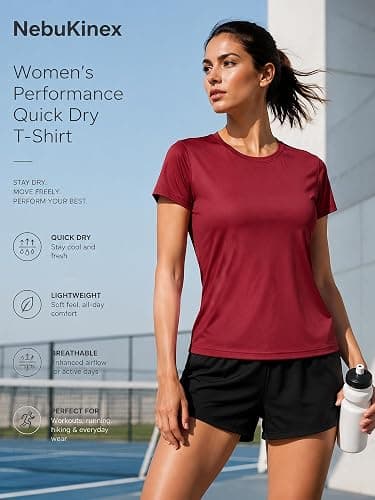 6 Pack Workout Tops for Women Short Sleeve UPF Sun Protection Athletic T Shirts Quick Dry Tennis Yoga Running Crew Neck Tee thumbnail 3