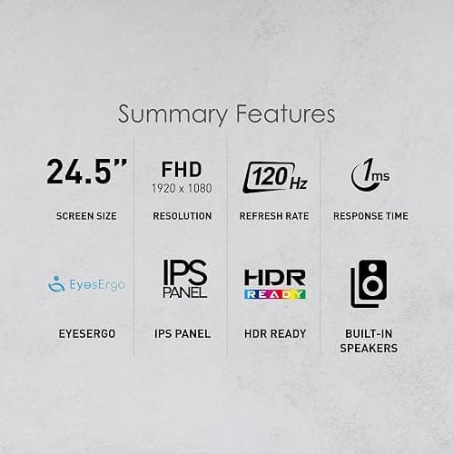 msi PRO MP251W E2 24.5-inch IPS 1920 x 1080 (FHD) Gaming Office Monitor, 120Hz, Adaptive-Synch, HDR Ready, HDMI, VGA Port, Display Port,VESA Mountable, Tilt, Speaker, 4-Side Slim Bezel,1ms, White thumbnail 2