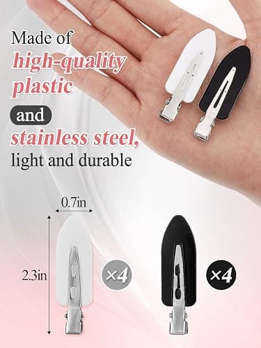 8Pcs No Bend No Crease Hair Clips - Styling Duck Bill Clips Alligator Hair Barrettes for Styling Sectioning Small Gifts for Women Girl Salon Hairstyle Hairdressing Bangs Waves, Black & White thumbnail 6