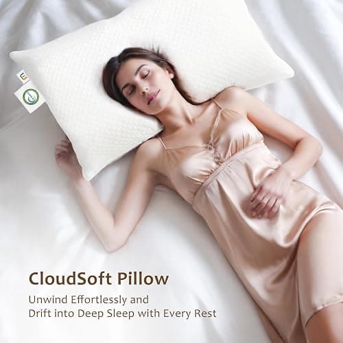 Cooling Pillow Queen Size 1 Pack – Adjustable Shredded Memory Foam, Washable Hypoallergenic Cover, Neck and Shoulder Support for Side, Back & Stomach Sleepers, Mastery Mart thumbnail 4