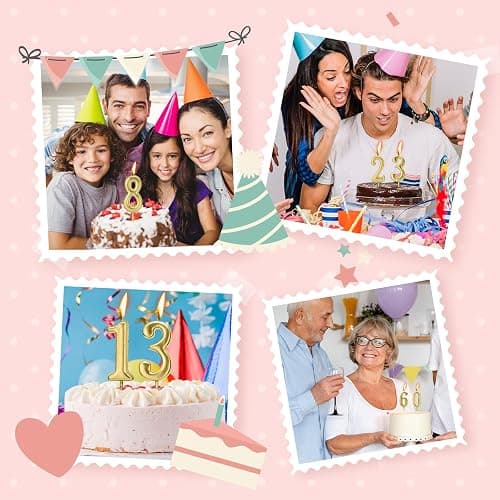 Beanlieve 10-Pieces Numeral Birthday Candles - Cake Numeric Candles Number 0 1 2 3 4 5 6 7 8 9,Used for Cake Decoration on Birthday Parties and Wedding Anniversary Celebrations(Champagne Gold) thumbnail 6