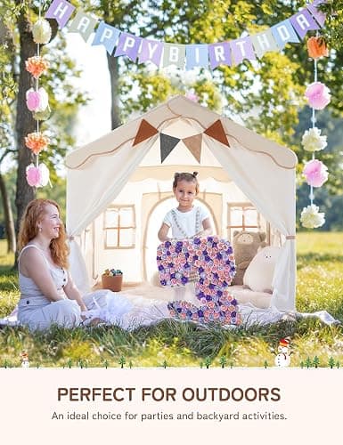 besrey Kids Tent, 2 in 1 Play Tents with Padded Mat and Lights, Large Playhouse for Kids with 2 Doors & 4 Windows, Kids Play Tent House Indoor & Outdoor, Toddler Tent for Girls Boys thumbnail 8