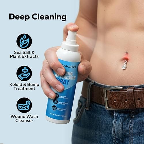 Komoko Piercing Aftercare Spray (5.07 Fl Oz), Saline Spray for Piercings & Ear Piercing Cleaner, Gentle Saline Solution for Piercings, Fast Piercing Bump Solution for Nose, Ears, Belly & More thumbnail 6