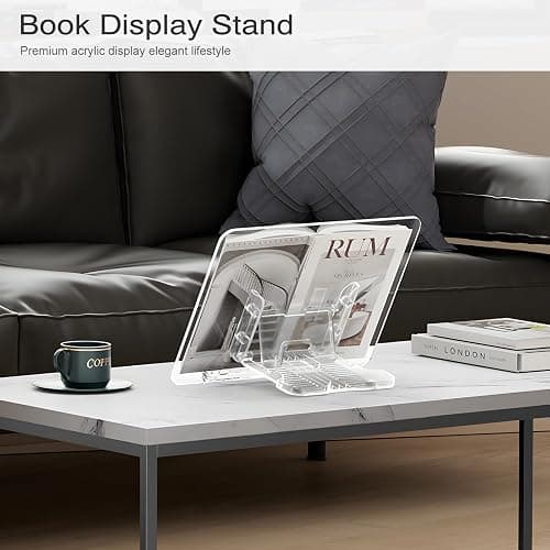 Acrylic Book Stand, Angle Adjustable Book Display Stand,Foldable Cookbook Stand, Lightweight Book Holder for Magazines, Laptop, Recipe, Textbook thumbnail 3