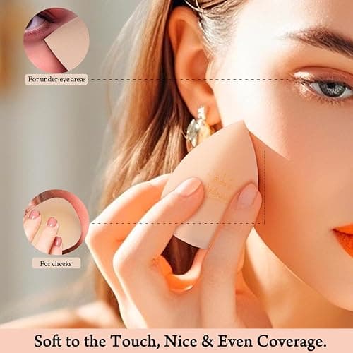 Real Perfection Makeup Sponge Set Blender Sponges, Latex-Free Beauty Makeup Sponges 7 pcs with 1 Travel Container Case for Blending Foundation Liquid Cream and Powder (Beige) thumbnail 8