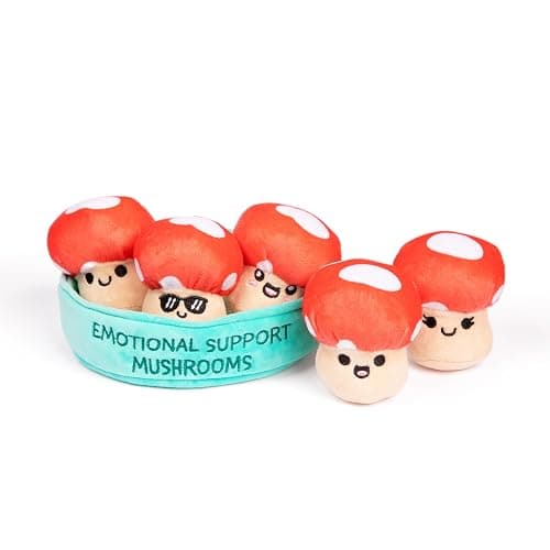 Emotional Support Mushrooms by Relatable, Cuddly Stuffed Animals and Toys, Squishy Toys and Plushies, Great Gift Ideas for Loved Ones of All Ages, Includes 5 Mushroom Plushies with Carrying Basket - Image 1