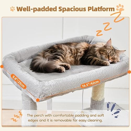 Taoqimiao Cat Tree,38.2-Inch Cat Tower for Indoor Cats,Suitable for Kittens with Luxurious cat condo with Adjustable Baskets and Luxurious Perch Light Gray MS029SW thumbnail 4