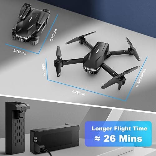Drone with Camera 1080P HD FPV Foldable Drone for Beginners and Kids, Quadcopter with Voice Gesture Control with Carrying Case, One Key Take Off/Land, Optical Flow Positioning, 360° Flip, Waypoint Fly thumbnail 6