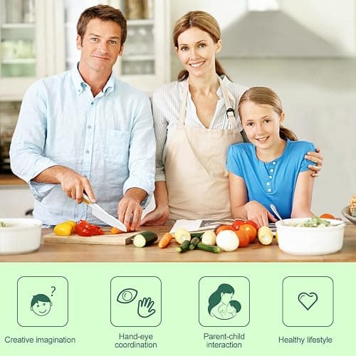 50PCS Kids Kitchen Cooking Set - Crocodile Wooden Kid Safe Knife Cutting Board Apron Gloves Fruit Vegetable Crinkle Cutters Peeler Serrated Edges Plastic Toddlers Knives, Kids Knifes for Real Cooking thumbnail 5